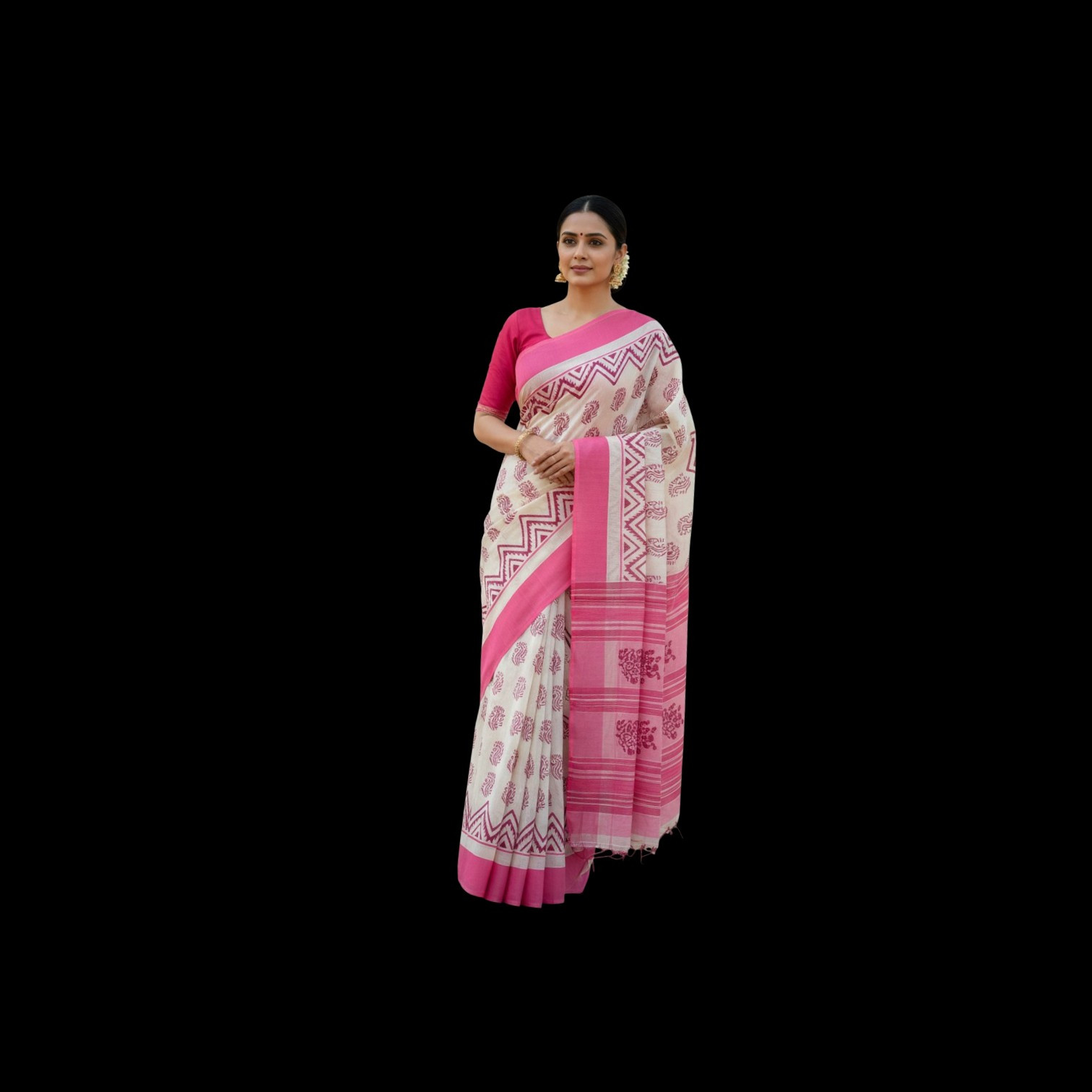 Womens Traditional Kerala  Block print Cotton  Saree | Onam Special Saree |.Saree Length.6.25 Meter. Without Blouse.