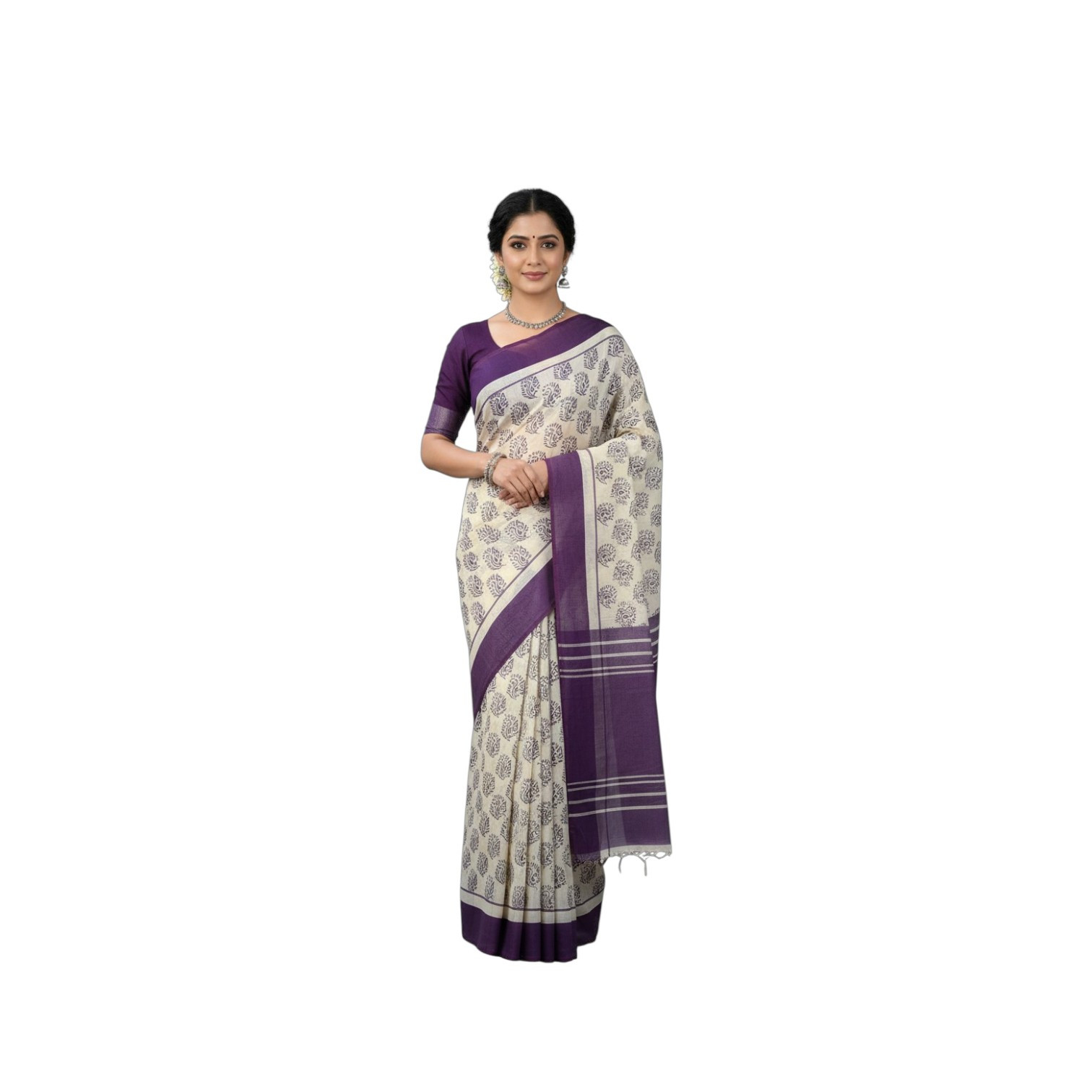 Womens Traditional Kerala  Block print Cotton  Saree | Onam Special Saree |.Saree Length.6.25 Meter. Without Blouse.