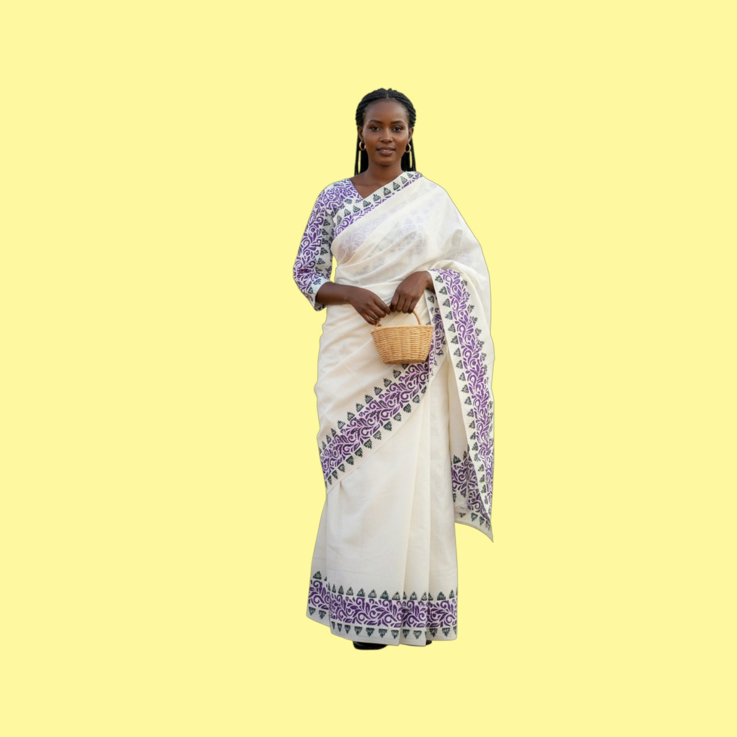 Womens Traditional Kerala  Block print Cotton  Saree | Onam Special Saree |.Saree Length.6.25 Meter. Without Blouse.
