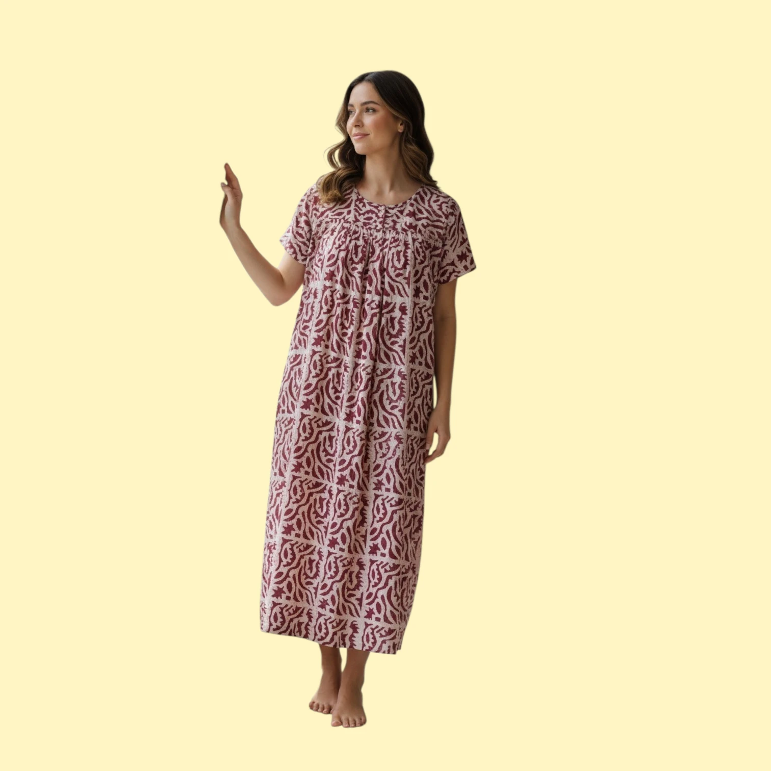 Printed Long Cotton Nighty for Women/Night wear