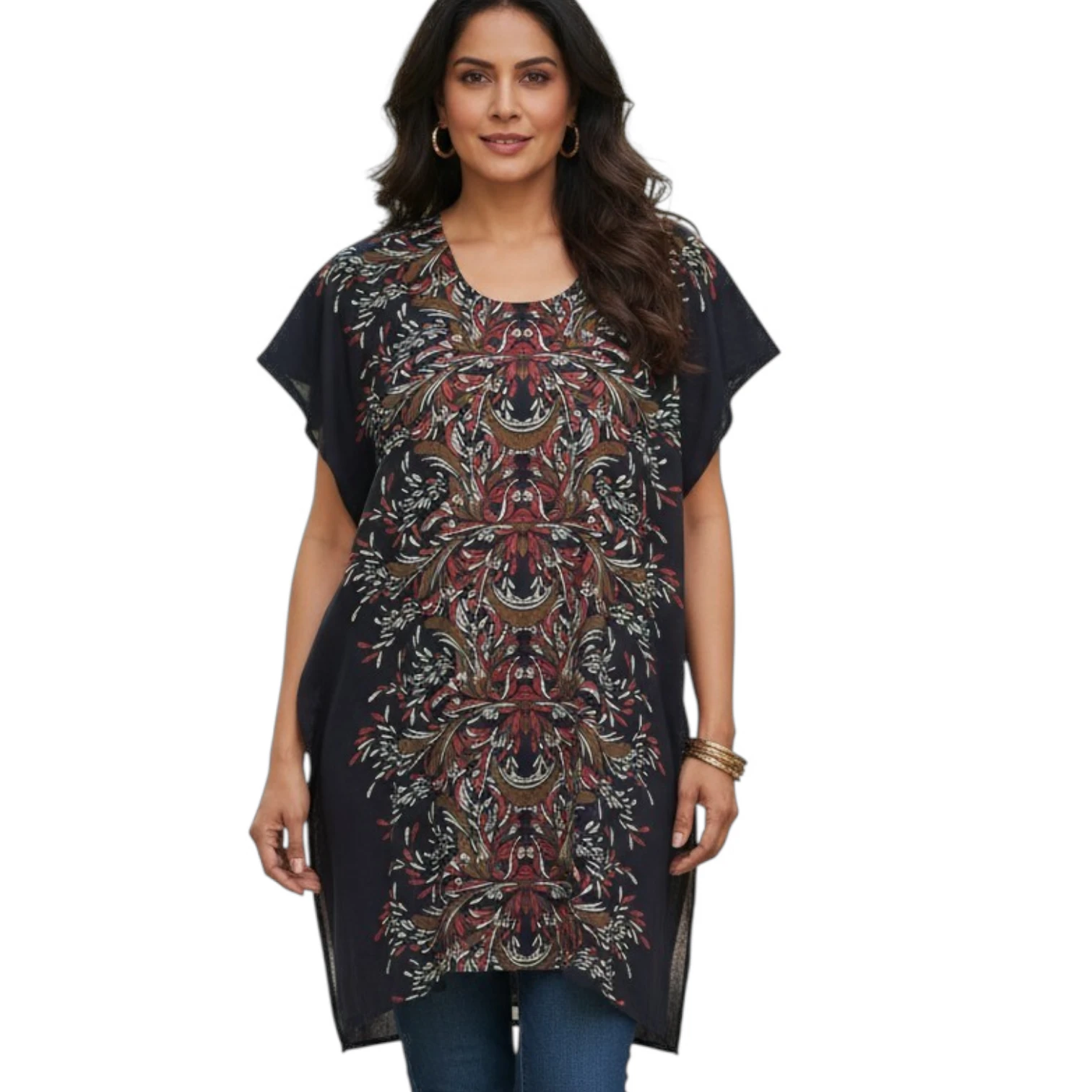 Cotton Printed Kaftan Nighty for Women