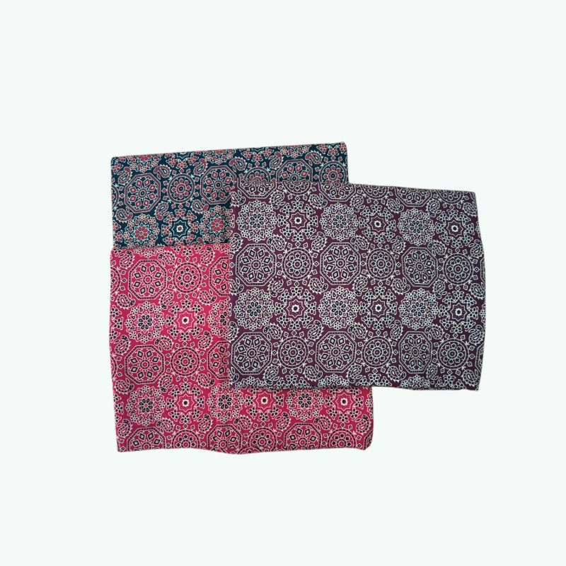 Ajrak cotton Unstitched Fabric for kurti/nighty 2.90 Meters