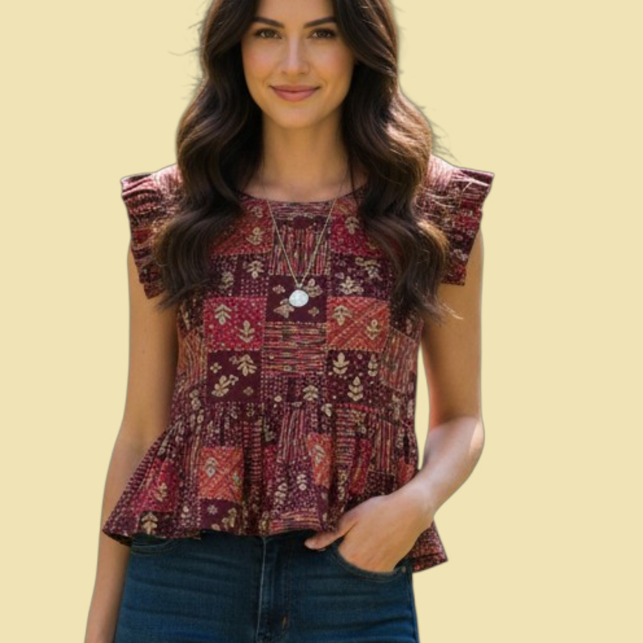 Printed  Rayon Cotton  Crop Top for Women M Size