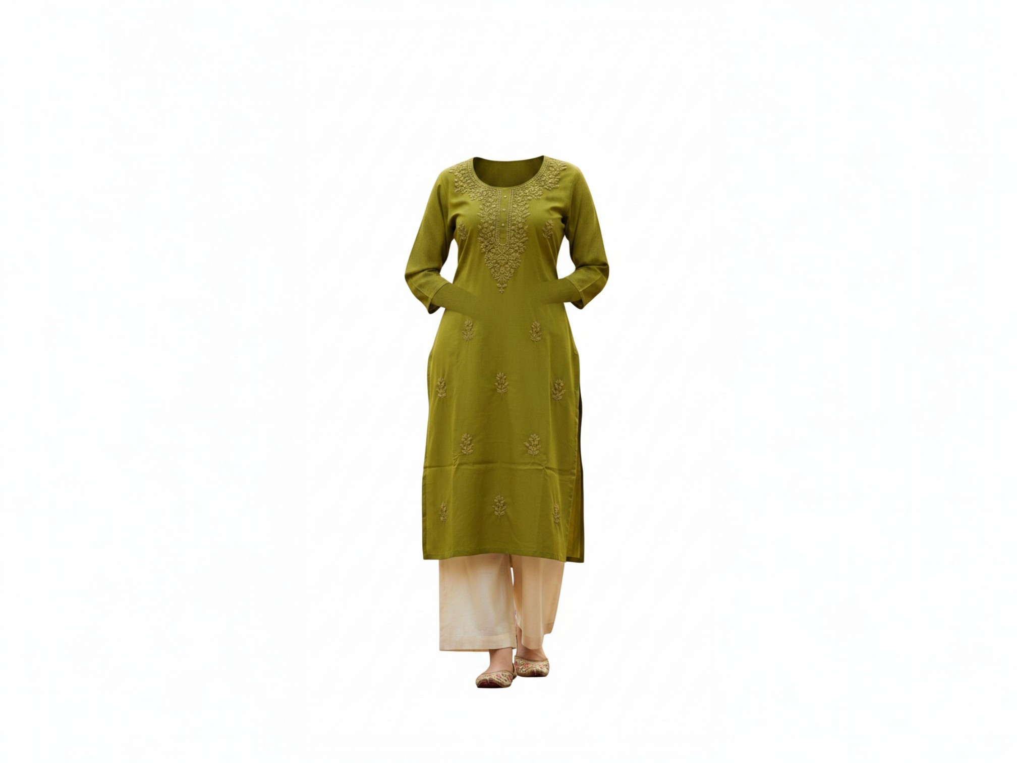 Cotton Embroidered Kurta for Women  L, XL, XXL( 40,42,44)Sizes
