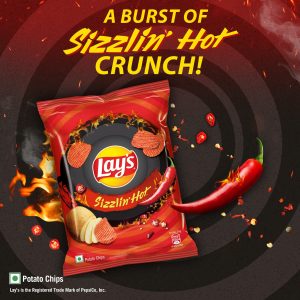 Lay’s Sizzlin’ Hot Potato Chips 23g. Crispy Wavy Chips and Snacks Rs.10- Snacks