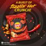 Lay’s Sizzlin’ Hot Potato Chips 23g. Crispy Wavy Chips and Snacks Rs.10